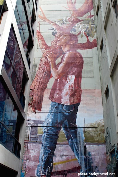 Walking Man with Tree - Melbourne Street Art