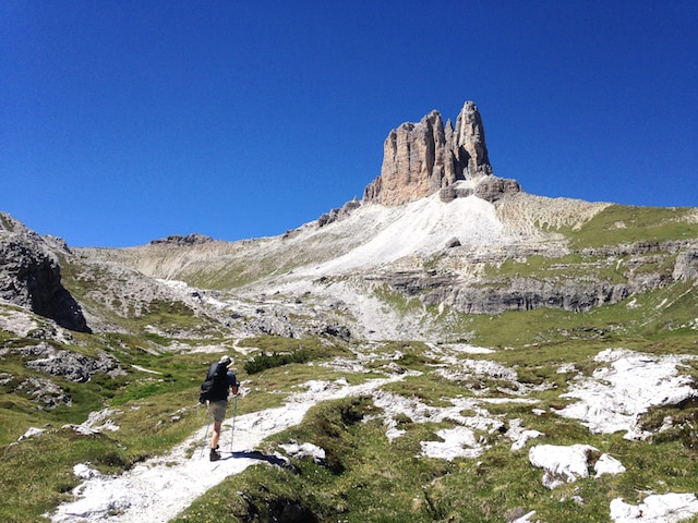 Hiking in the Dolomites Mountains Alta Via 4