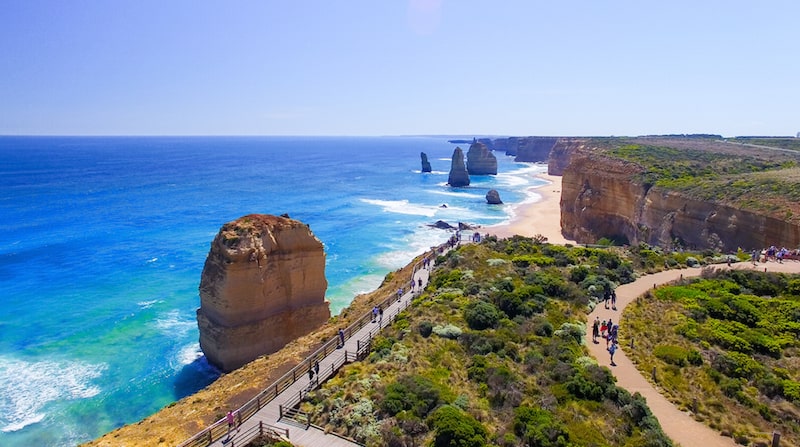 Aerial view of the Great Ocean Road 12 Apostles 