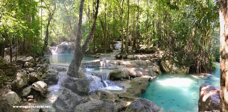 The Erawan Falls National Park in Kanchanaburi Province