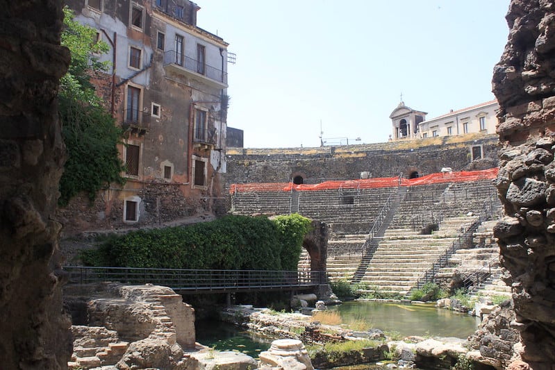 A view of the Greek-Roman Theatre in Catania
